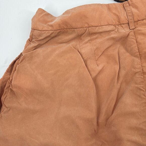 Anthropologie Sancia High-Rise Pleated Paper Bag Bermuda Shorts Apricot Small - Picture 8 of 11